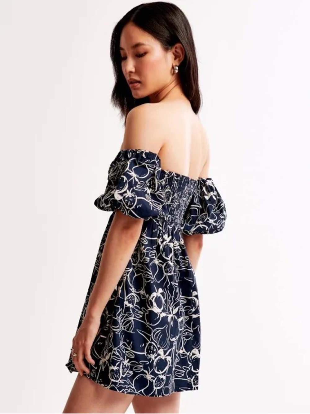 Abercrombie - Emerson Off-The-Shoulder Skort - Navy Pattern - L